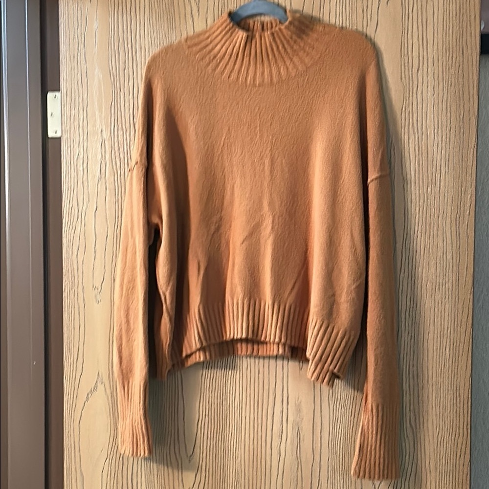 Free People Orange Cowl Neck Sweater
